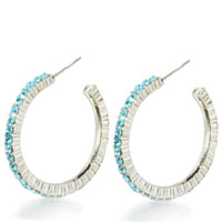 Sterling Silver Jewelry - blue green studded hoop earrings Image.