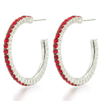 Sterling Silver Jewelry - red studded hoop earrings Image.
