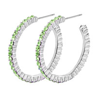 Sterling Silver Jewelry - lime green studded hoop earrings Image.