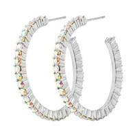 Sterling Silver Jewelry - rainbow studded hoop earrings Image.