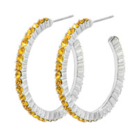 Sterling Silver Jewelry - orange studded hoop earrings Image.