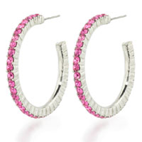 Sterling Silver Jewelry - pink hoop earrings Image.
