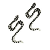 Sterling Silver Jewelry - black faux onyx snake earrings Image.