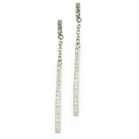 Sterling Silver Jewelry - rhinestone stick baton earrings Image.