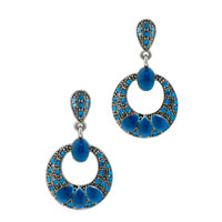 Sterling Silver Jewelry - blue rhinestone circle earrings Image.