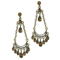 Earrings - bronze tone golden rhinestone earrings Image.