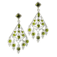 Earrings - lime green rhinestone earrings Image.
