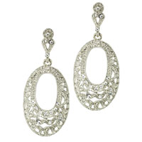 Sterling Silver Jewelry - rhinestone oval earrings Image.