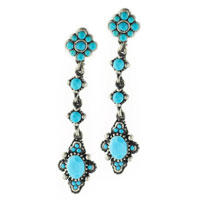 Sterling Silver Jewelry - silver tone turquoise acrylic earrings Image.