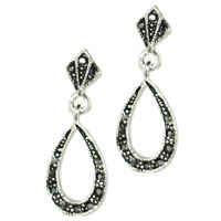 Sterling Silver Jewelry - black droplet rhinestone earrings Image.