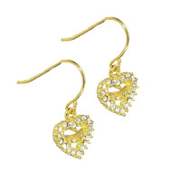 Earrings - gold tone heart studded earrings Image.