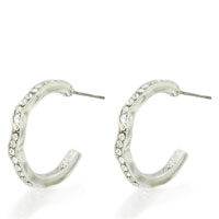 Sterling Silver Jewelry - silver tone wavy studded earrings Image.