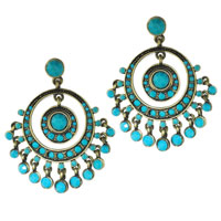 Earrings - gold plated turquoise circle earrings Image.