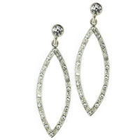 Sterling Silver Jewelry - pointy oval rhinestone earrings Image.