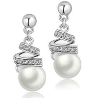 Sterling Silver Jewelry - twirl studded faux pearl earrings Image.