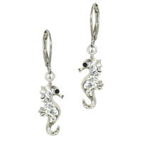 Sterling Silver Jewelry - studded sea horse earrings Image.