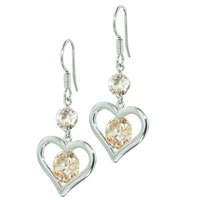 Sterling Silver Jewelry - champange yellow studded heart earrings Image.