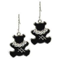 Sterling Silver Jewelry - studded black teddy bear earrings Image.
