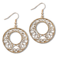 Earrings - gold tone paisley circle earrings Image.
