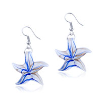 Murano Glass Jewelry - blue starfish murano glass earrings Image.
