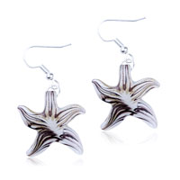 Murano Glass Jewelry - golden and black starfish murano glass earrings Image.