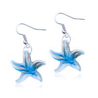 Murano Glass Jewelry - pale blue starfish murano glass earrings Image.