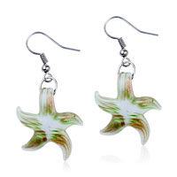 Murano Glass Jewelry - green starfish murano glass earrings Image.