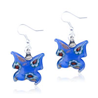 Murano Glass Jewelry - blue butterfly murano glass earrings Image.