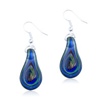 Murano Glass Jewelry - blue swirl drop murano glass earrings Image.