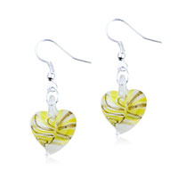 Murano Glass Jewelry - yellow waveline heart earrings Image.