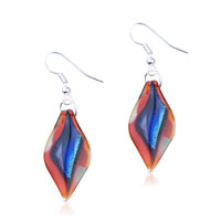 Murano Glass Jewelry - red leaf murano glass earrings Image.