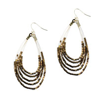 Earrings - glitter tan acrylic beaded earrings Image.