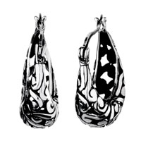 Earrings - pretty hollow filigree hoop earrings Image.