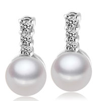Sterling Silver Jewelry - pearl and crystal studded earrings Image.