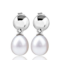 Sterling Silver Jewelry - nobler white pearl drop earrings Image.