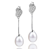 Sterling Silver Jewelry - dangle pearl crystal disc earrings Image.