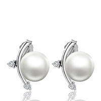 Sterling Silver Jewelry - freshwater pearl and silver crescent earrings Image.