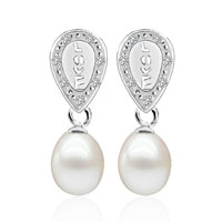 Sterling Silver Jewelry - dangle pearl silver drop earrings Image.