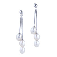 Earrings - triple dangling pearl earrings Image.