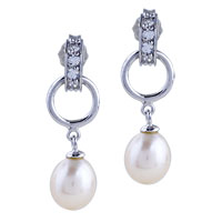 Sterling Silver Jewelry - hoop and pearl earrings Image.