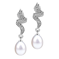 Sterling Silver Jewelry - crystal wrapped pearl earrings Image.