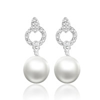 Sterling Silver Jewelry - open circle and pearl earrings Image.
