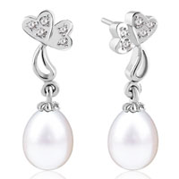Sterling Silver Jewelry - ginkgo leaf pearl earrings Image.