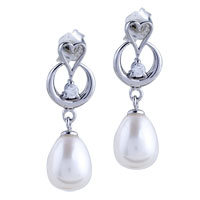 Sterling Silver Jewelry - dangle pearl heart and hoop earrings Image.