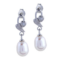 Sterling Silver Jewelry - dangle pearl leaf earrings Image.