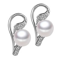 Sterling Silver Jewelry - wrapped pearl earrings Image.