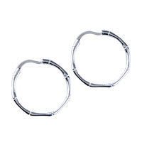 Sterling Silver Jewelry - silver bamboo pattern hoop earrings Image.