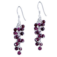 Sterling Silver Jewelry - garnet cluster earrings Image.