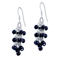 Sterling Silver Jewelry - black gemstone cluster earrings Image.