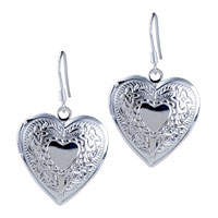 Sterling Silver Jewelry - antique chinese style heart earrings Image.
